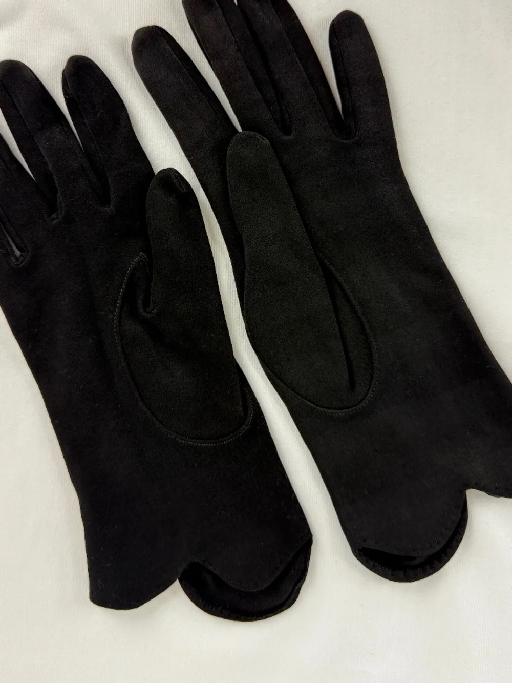 Vintage Dawnelle Black Gloves 6 Rhinestone Beaded J or Cane Cotton Double Weave